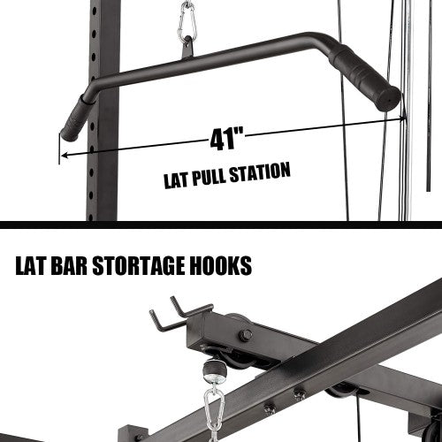 Power Cage, 1200LB Capacity Squat Rack with Cable Crossover Machine Power Rack with LAT Pull Down Attachments for Strength Training, Home, Gym - 1020160-162 Power Cage, 1200LB Capacity Squat Rack with Cable Crossover Machine Power Rack with LAT Pull Down Attachments for Strength Training, Home, Gym - 1020160-162